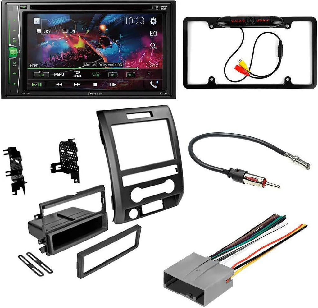Pioneer 2013-2014 Bluetooth/Backup AM/FM Dash Double KIT4711 6.2" F150 W/ Kit/in-Dash Media for Stereo DVD/CD Receiver Car Camera/Install DIN Classic with Digital AVH-241EX Touchscreen Bundle