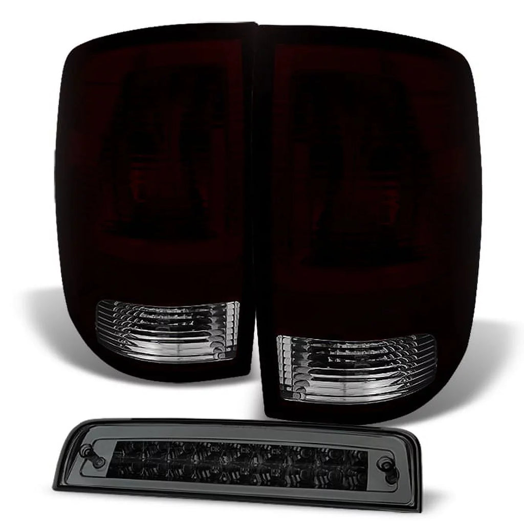 AKKON 2500 Lamp 1500 10-18 Smoked For | Red Ram Brake Dodge Smoke 2009-2018 3500 - Ram Taillights + LED 3Rd