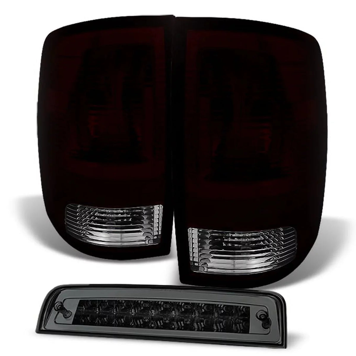 AKKON 2500 Lamp 1500 10-18 Smoked For | Red Ram Brake Dodge Smoke 2009-2018 3500 - Ram Taillights + LED 3Rd