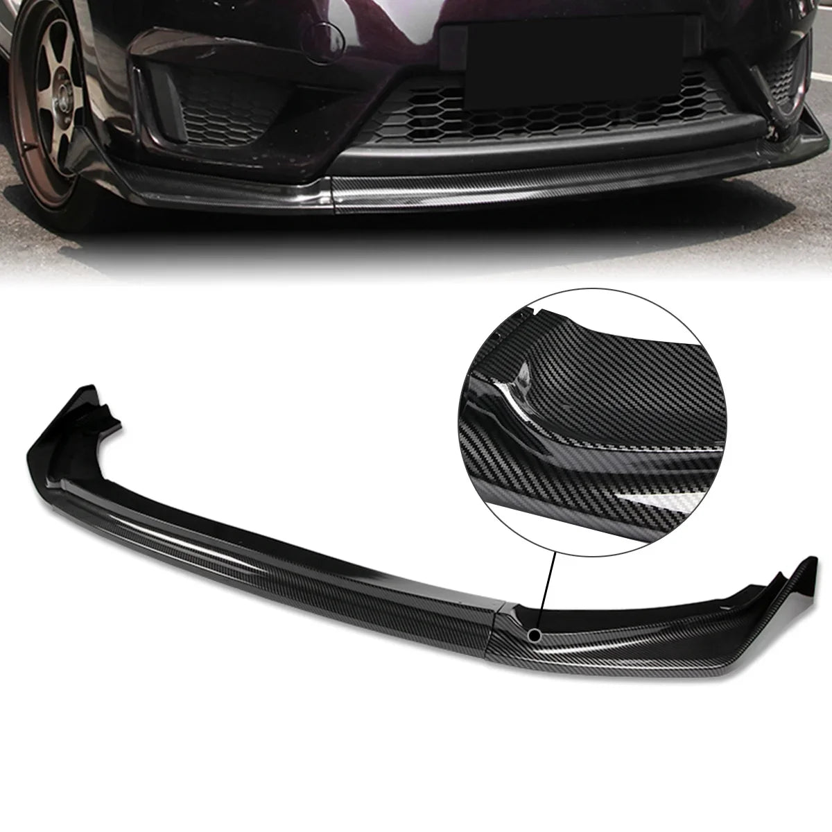 Carbon w/Vertical Fit Bumper Look Motoring For DNA Stabilizers Kit Fiber 2-PU-669-PCF to Body 3Pcs 2014 Guard 2017 Front Lips Honda