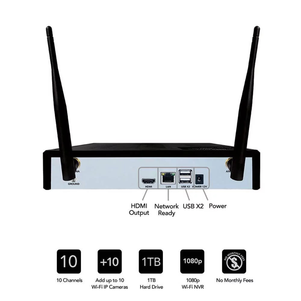 Channel Cameras Premium 10 Spotlight Security Restored IP 4 Owl WiFi and 1080p 1TB Hard Night (Refurbished) Smart with Drive 1080p Factory System