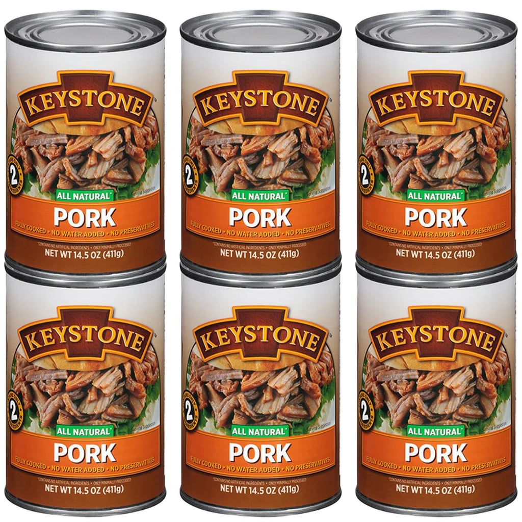 Camping 6 Food Backpacking Cans Hiking Pork of Survival Natural For Ready 14.5 Keystone (6 Pack Emergency Can and to Eat- All Pack) oz