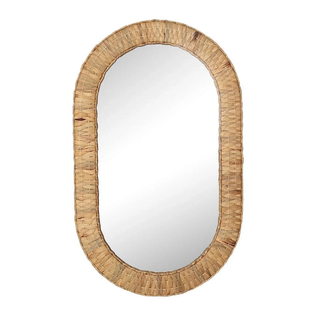 Boho Oval Woven Rattan Wall Oasis Grass Mirror