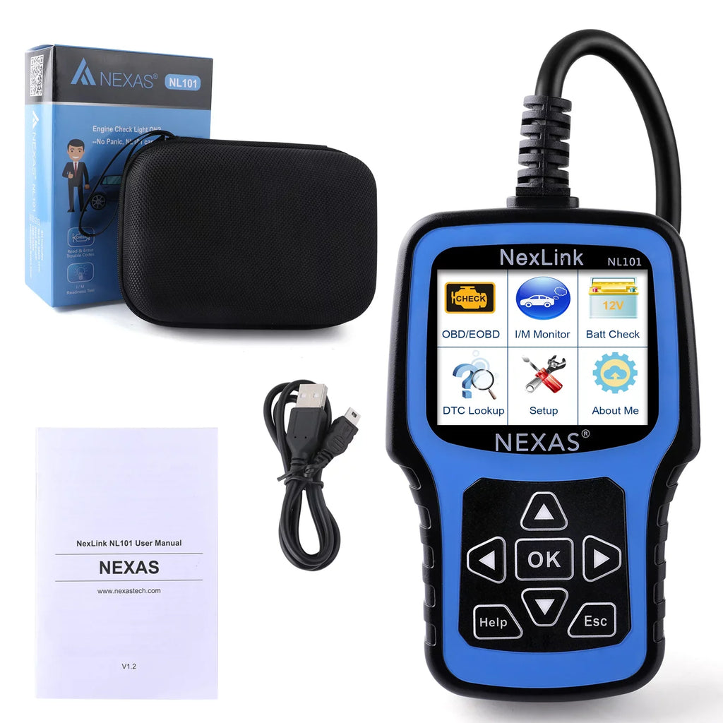 Auto NEXAS OBD2 Automotive Scanner Battery OBDII Reader Diagnostic Scanner Clear Light Code Car Full Codes Car Read Functions Check Engine OBDII NL101 Engine Check Tester Scanner Tool