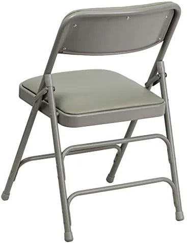 Metal HERCULES Series 4 Pack Braced Hinged Chair Gray & Curved Folding Vinyl Double Triple