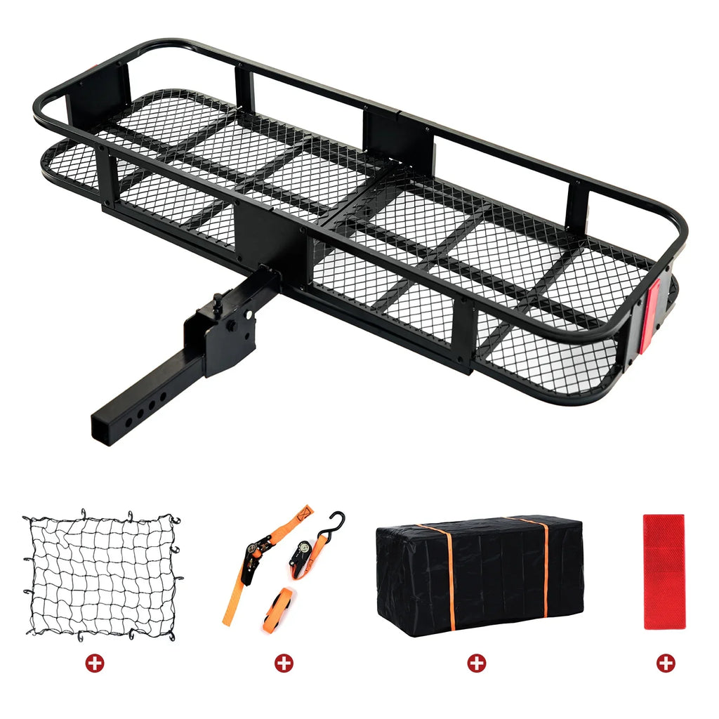 Cargo and Luggage Truck Rack Carrier 60"x21"x6" with Hitch Folding - Cargo Cargo ADOFFUR Net, Waterproof Bag for Capacity Car, Basket SUV, 550Lbs Rack Mount