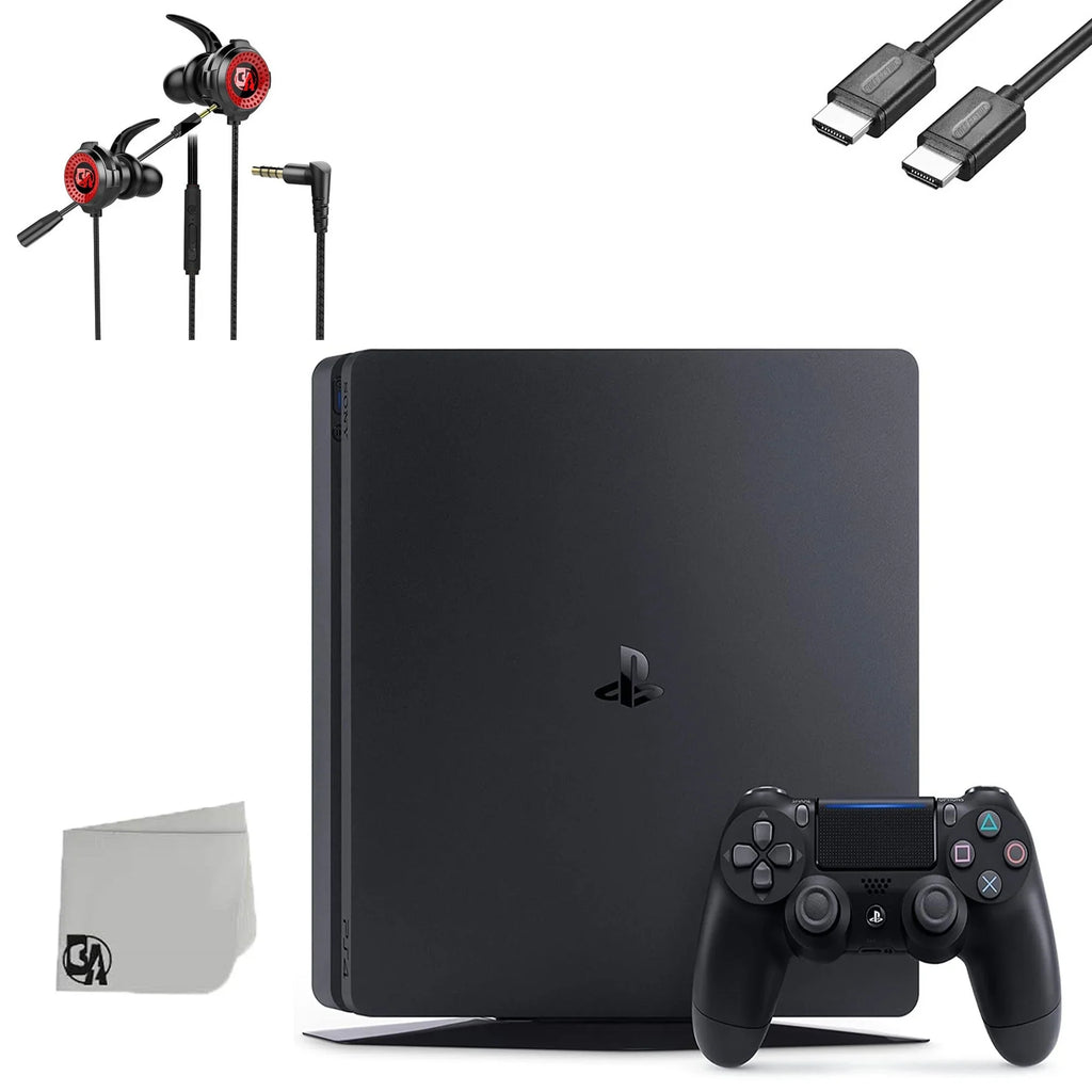 Black Pre-Owned Earbuds BOLT Bundle AXTION Microphone Gaming 4 1TB Gaming PlayStation Console (Refurbished: With New) Slim + Like