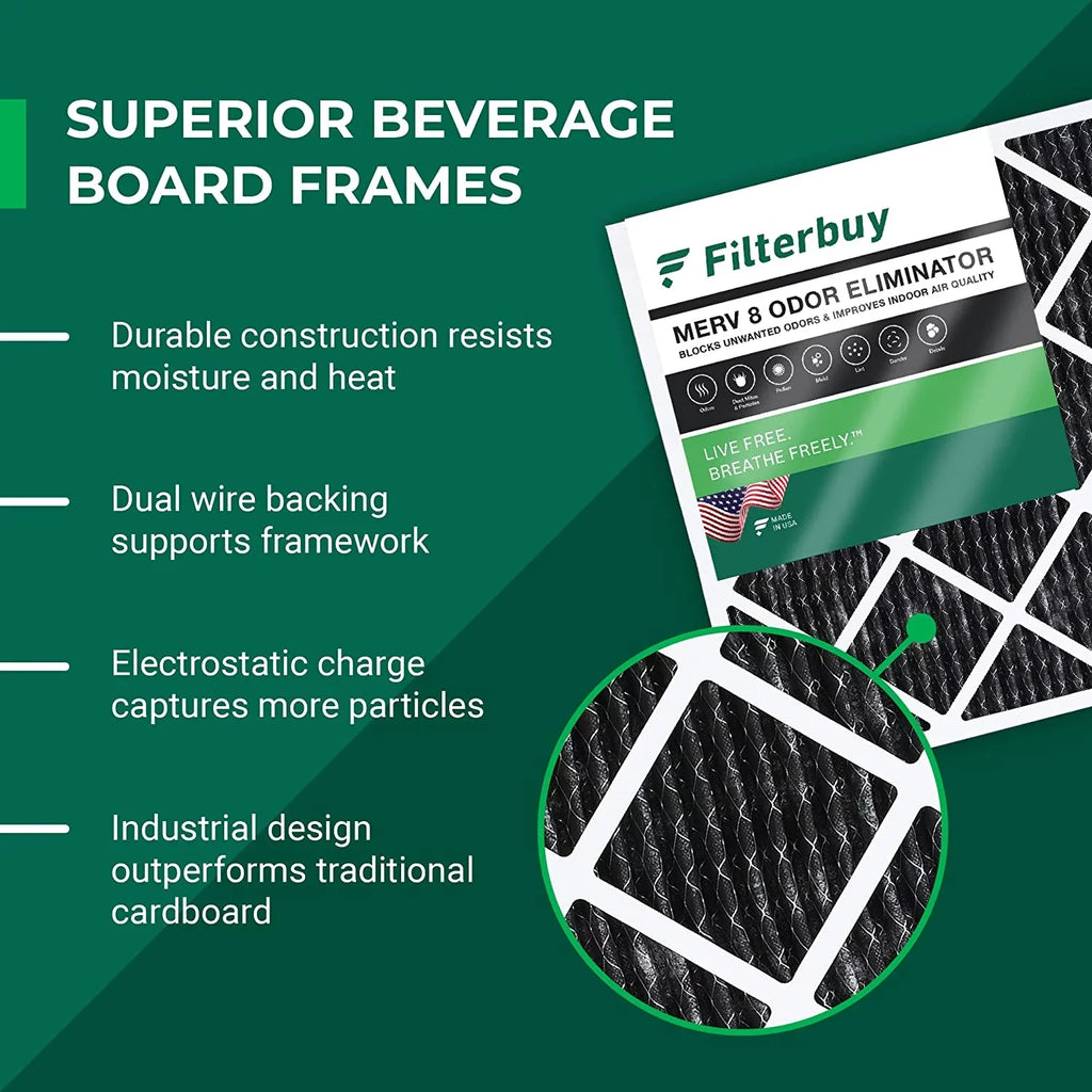 HVAC AC Air Eliminator Filters Odor Activated 8 16x24x1 Pleated MERV (12-Pack) Carbon with Furnace Filterbuy
