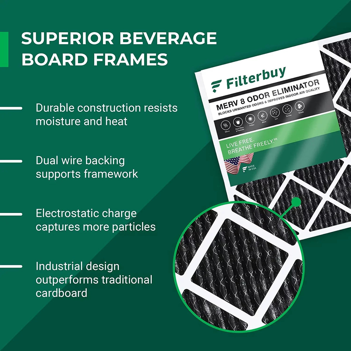 with Filters Pleated Activated AC Filterbuy Eliminator Furnace HVAC 8 (3-Pack) MERV Odor Carbon Air 20x23x1