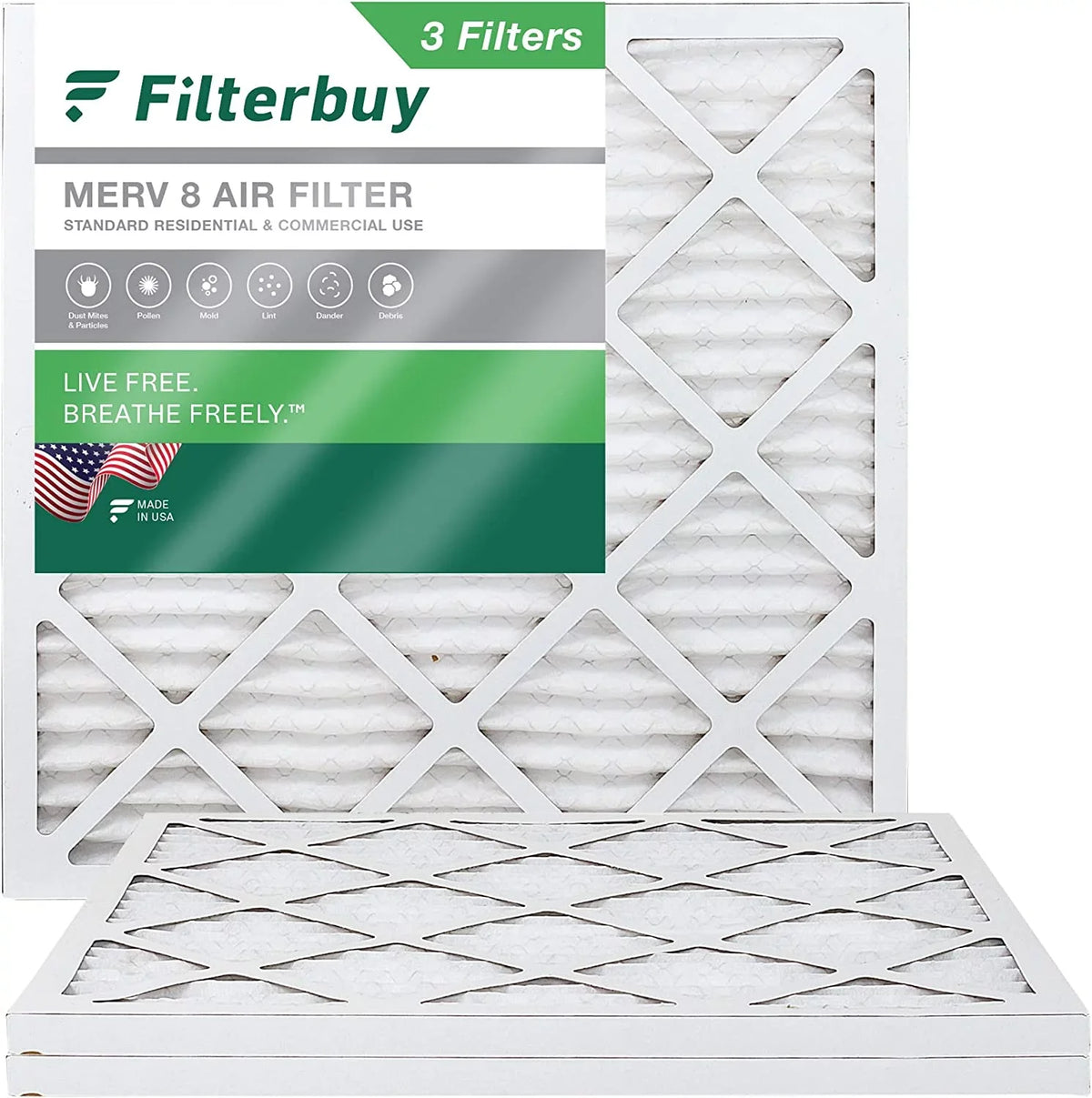 HVAC 8 MERV 23.5x23.5x1 Filters AC Furnace Filterbuy (3-Pack) Air Pleated
