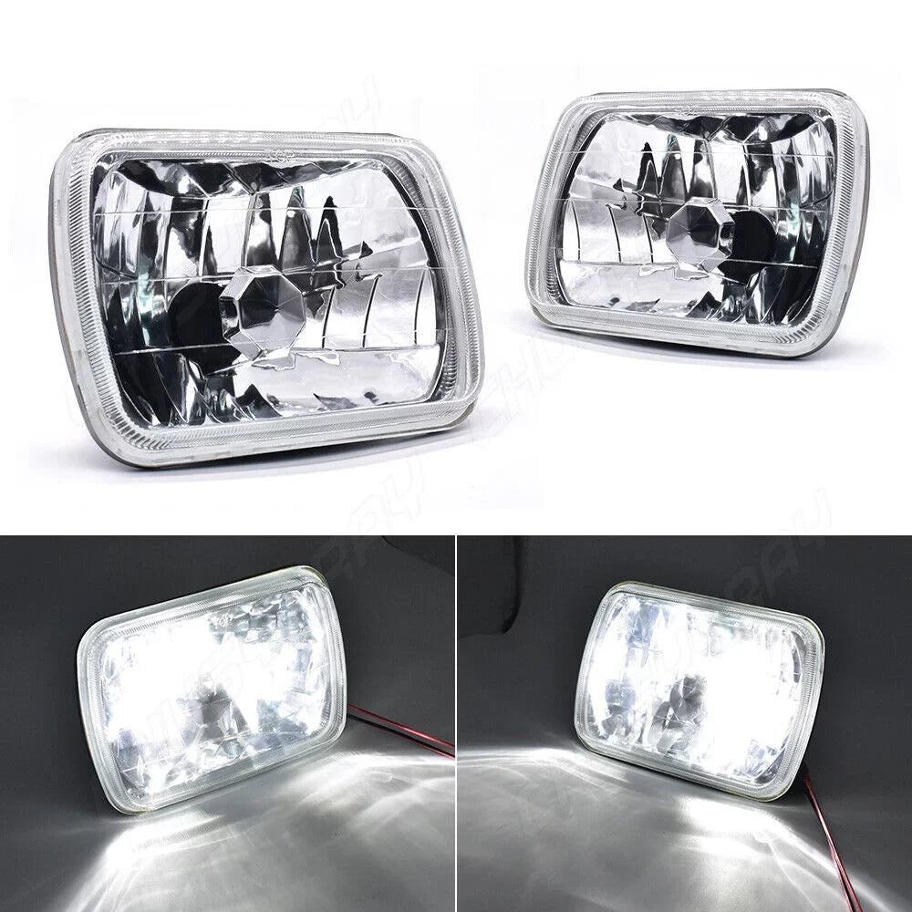 of Wrangler Jeep YJ XJ 1986-1995 Headlights Lampshade 2 Cherokee For Pack LED 7x6" 5X7" 1984-2001 NEW