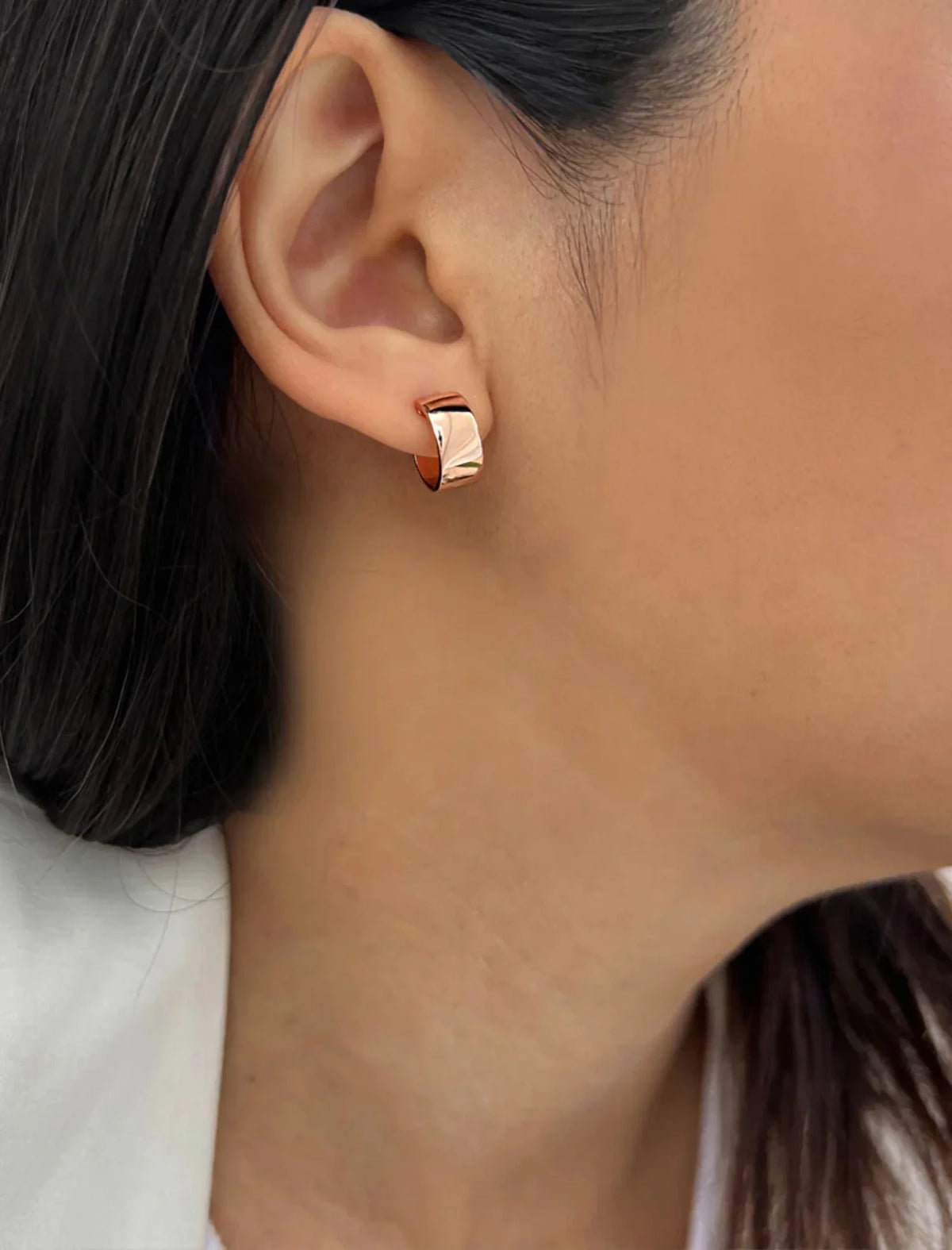 CHUBBY OVER HOOP EARRINGS GOLD STERLING ROSE MINI 18K SILVER BOSS