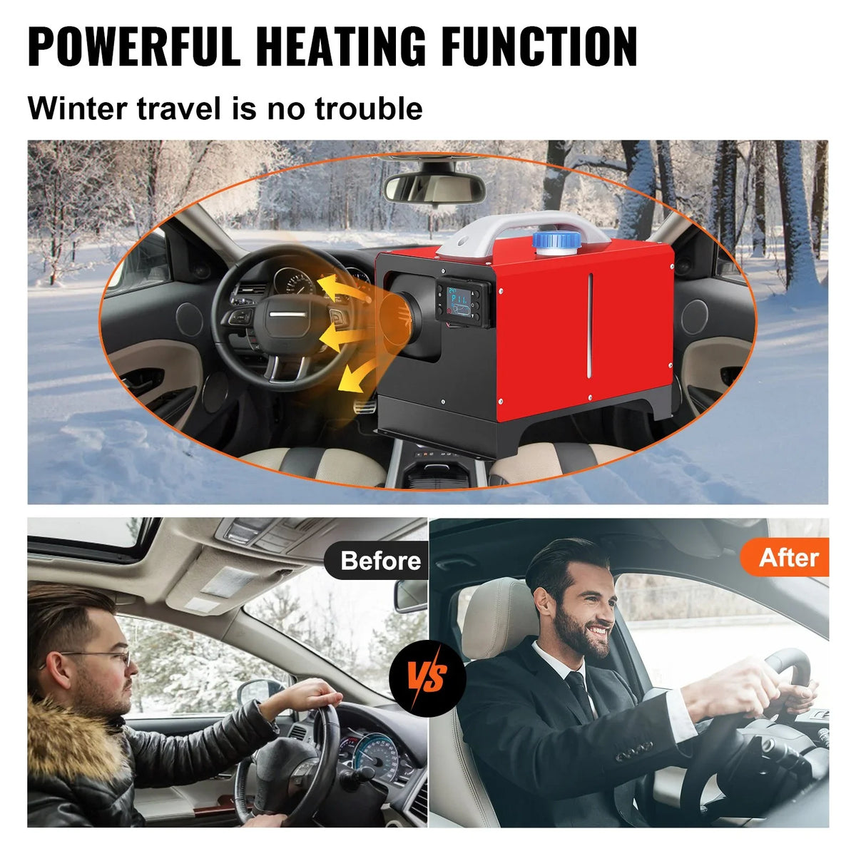 Diesel with Truck Bus, for Heater Mini VEVOR 5KW Boat, and Car Air Heating LCD, Motorhomes Heater Trailer, 12V Remote Control RV, Fast