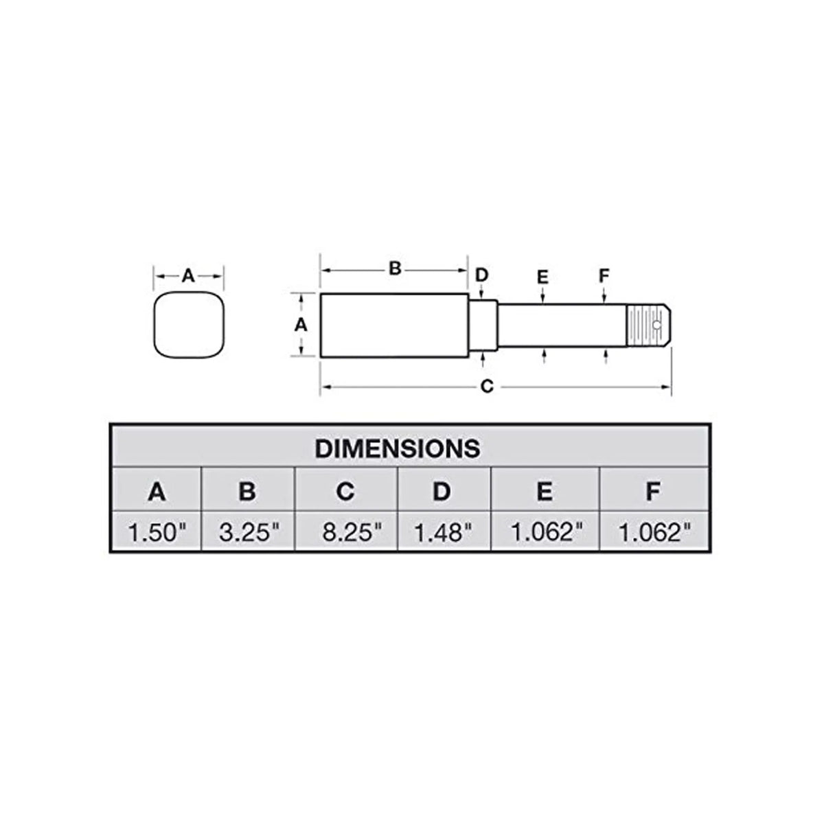 I.D. Spindle Inch Axle Square - Bearings For Stock 1-1/16 Trailer