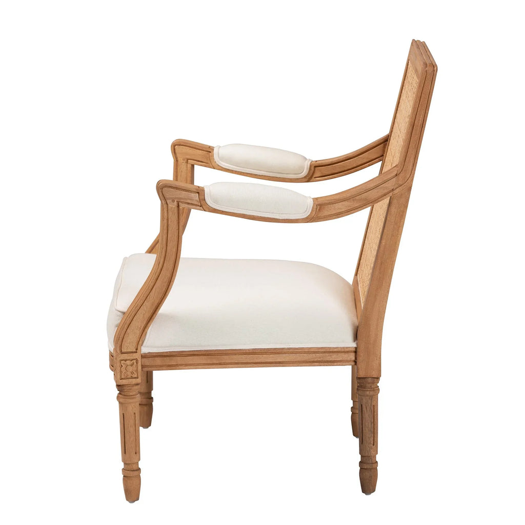 Traditional Wood and Honey Finished Accent Fabric Beige Garridan Baxton Chair French Oak Studio