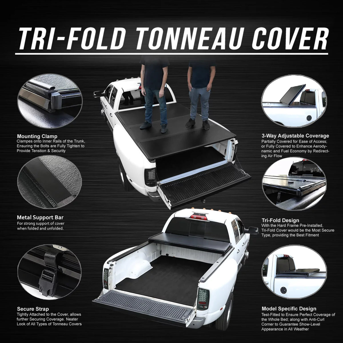 2021 Bed Black Top 20 DNA 2019 5Ft FRP to Tonneau Aluminum Truck Cover Ranger Frame Hard For Motoring Powdercoated Short TTC-HARD-090 Tri-Fold