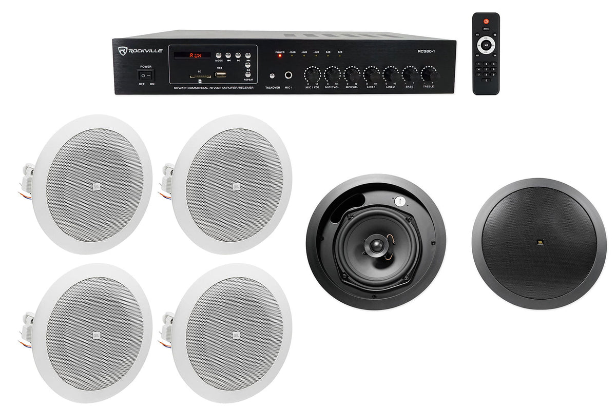House+(4) Speakers+Amp Restaurant/Bar/Cafe JBL Front 4" 6.5" Black of Background
