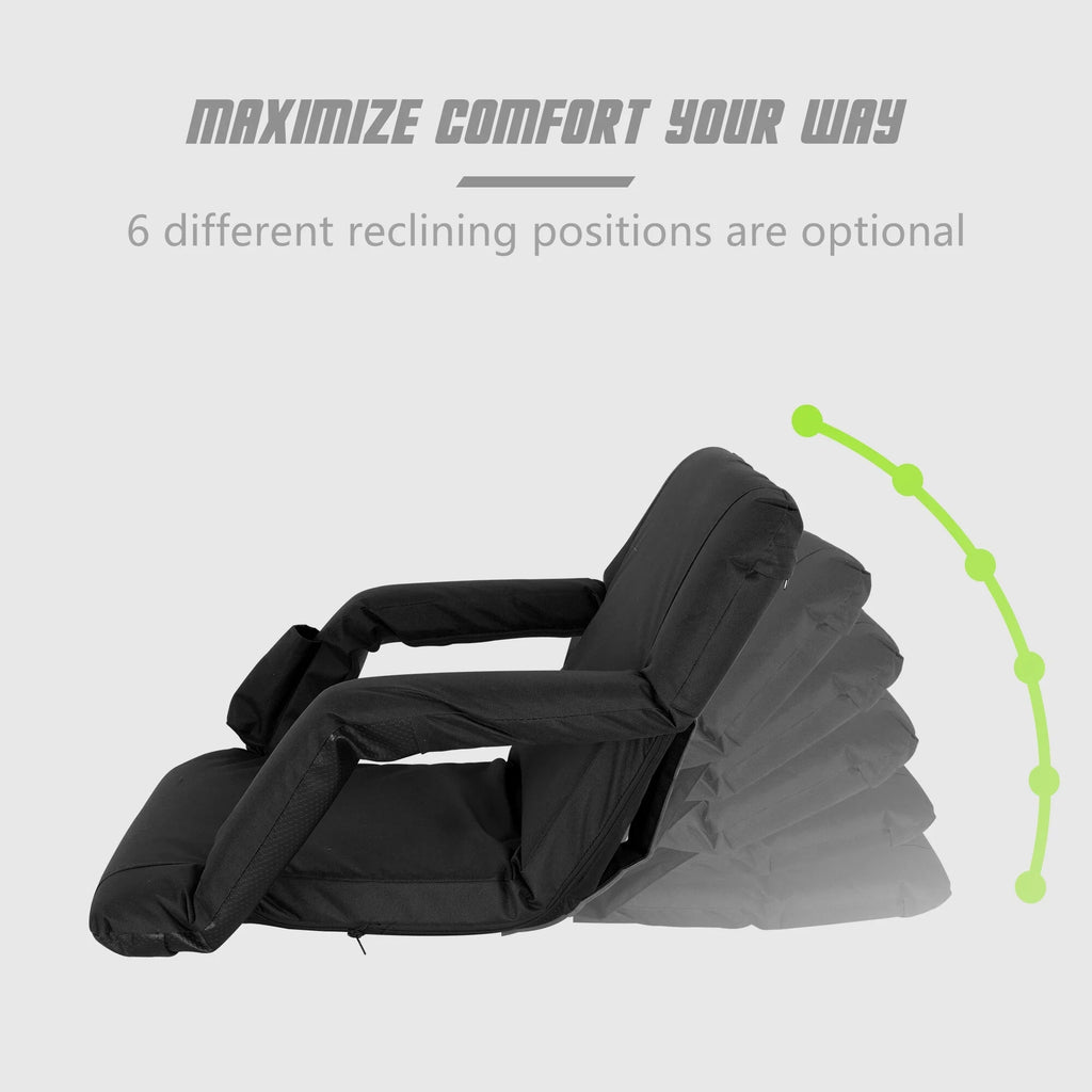 Seat 6 Waterproof, Portable HomGarden for Chair Folding Stadium Bleachers, Reclining Seat Black