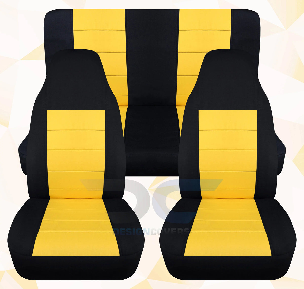 Two Yellow Front&Rear Covers:Black Seat 2003-2006 T239-Designcovers Compatible - Set Jeep Wrangler with and Full Tone LJ