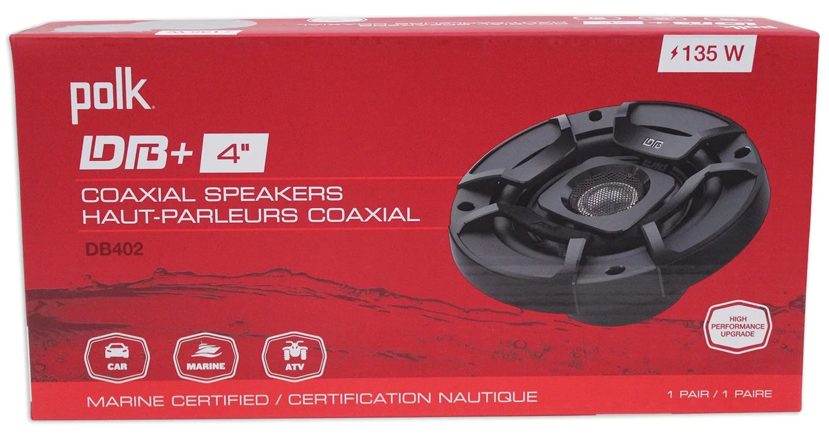 Speakers+Rockmat (2) Car Watt DB402 4" Polk 270 ATV/Motorcycle/Boat Audio Audio