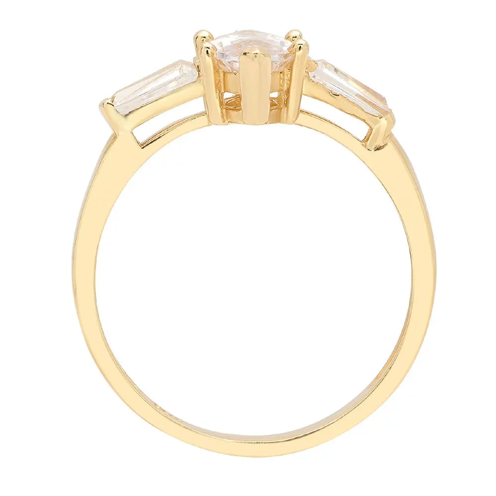 2.0 Diamond 10.5 Simulated Brilliant Three-Stone Marquise SZ ct Gold 14k Cut Ring Yellow