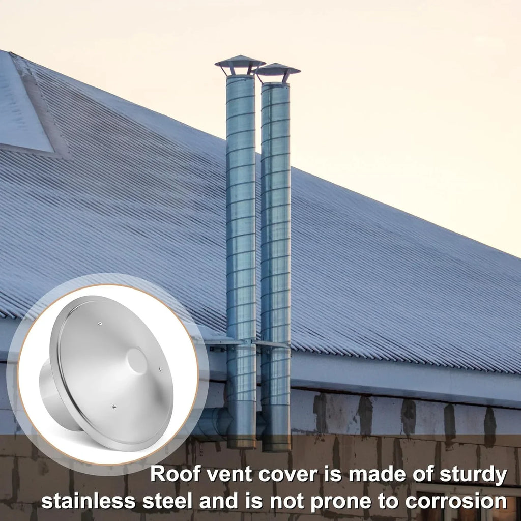 Flue Chimney Top Exterior Cooking Cone 6 Stove Cover Family with Outside Pipe Fireplace Inch Cap Stainless Vent Screen Kitchen Silver for Chimney Roof Topper Cap Cone Screen Steel Cover