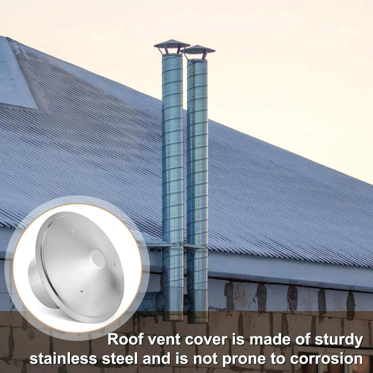 Flue Chimney Top Exterior Cooking Cone 6 Stove Cover Family with Outside Pipe Fireplace Inch Cap Stainless Vent Screen Kitchen Silver for Chimney Roof Topper Cap Cone Screen Steel Cover