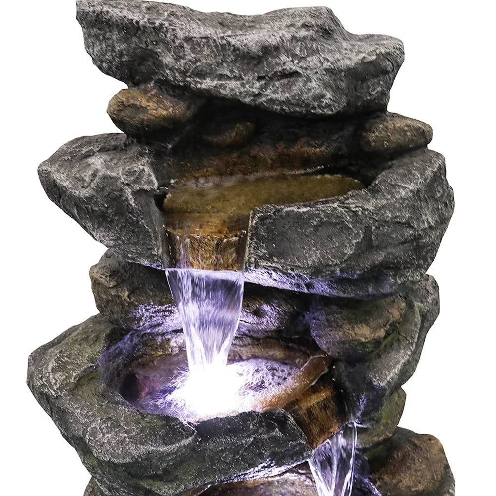 LED Stacked Rock Fountain 40inches Simulated Lights with High Kmowoo liquid