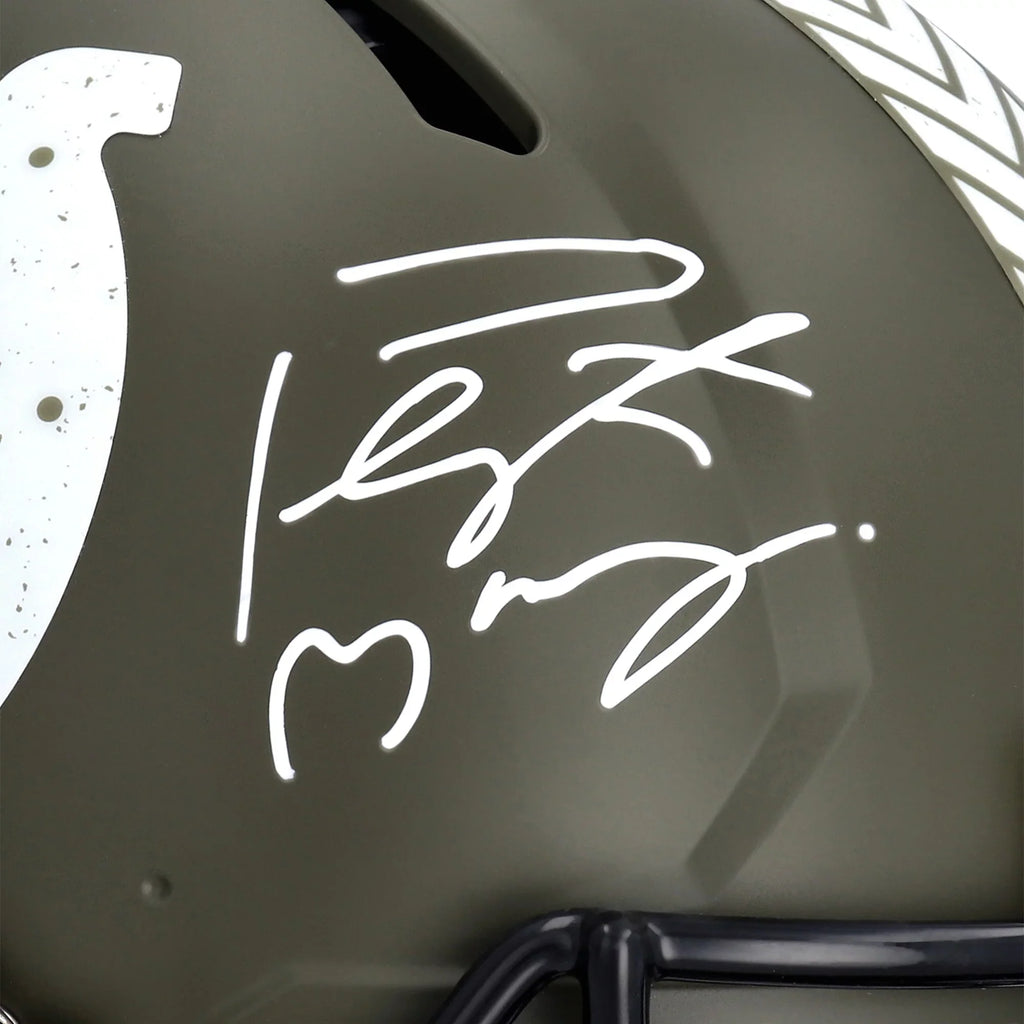 Autographed Indianapolis Manning 2022 Authentic Service Helmet Speed Salute to Colts Peyton Riddell