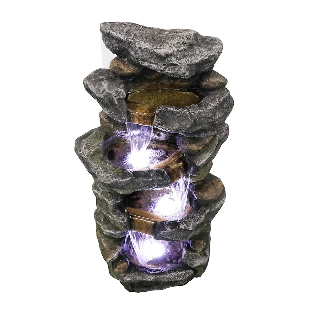 LED Stacked Rock Fountain 40inches Simulated Lights with High Kmowoo liquid