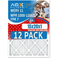 15x20x1 FPR by MPR 1000, CLEAN - Rating, 1200 to USA of AIR. Furnace Made 7 AIRX MPR MERV Filters FILTERS Air 12 & Filter WICKED 11 Comparable in Pack