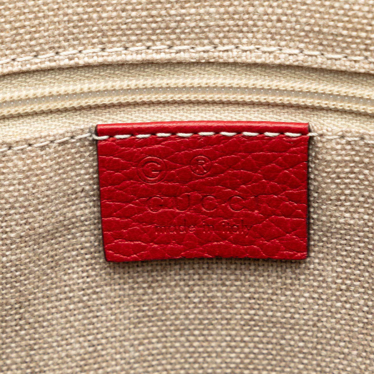 Unisex Satchel Calf Charm (Good) Red Leather GG Authenticated Convertible Dome Pre-Owned