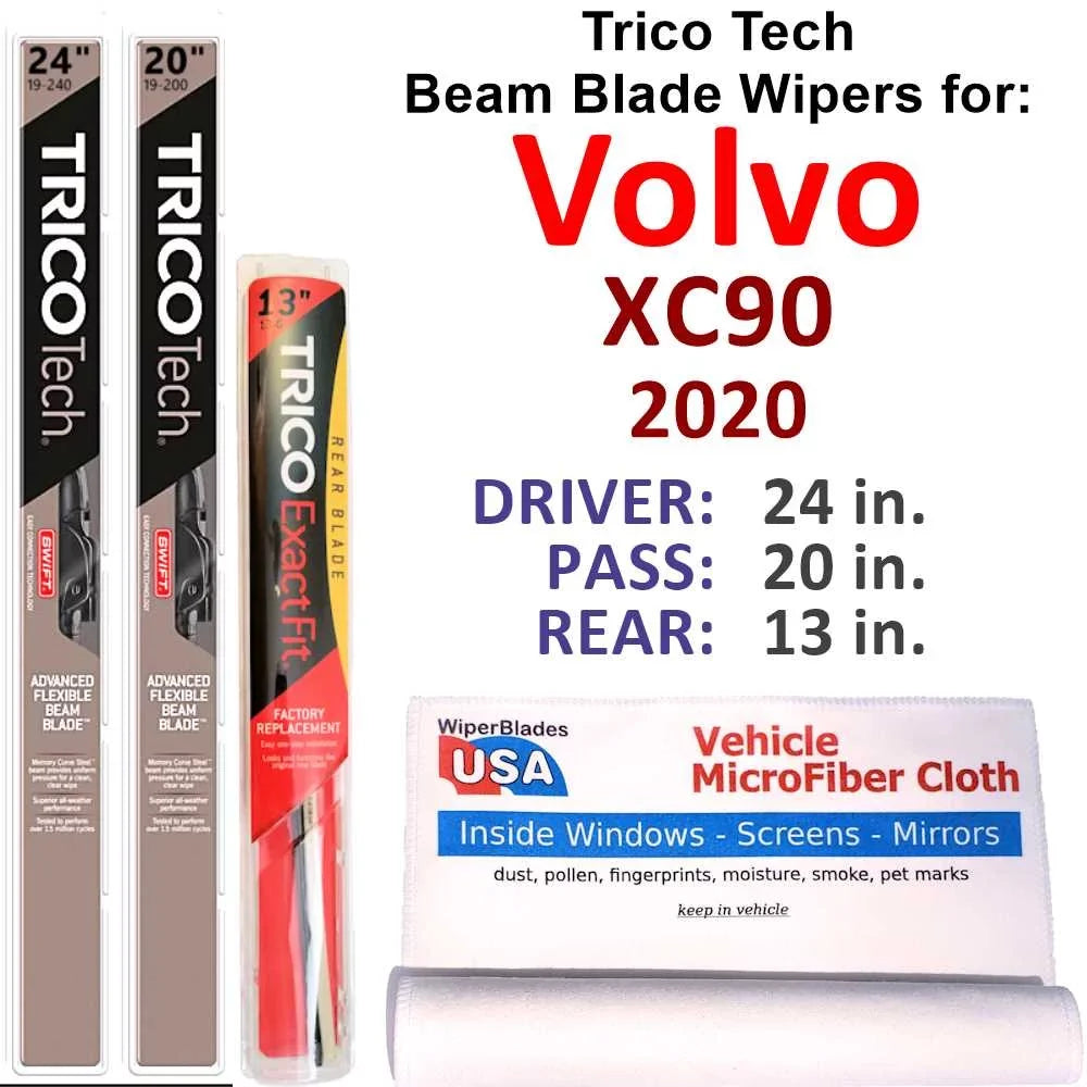 Wipers w/Rear Wiper Beam 3) Volvo XC90 of 2020 (Set Blade