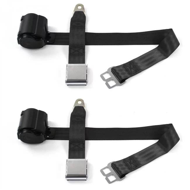 '- Belts Black Airplane Belt AMC SafeTBoy 1979-1987 2 Seat Eagle Kit Point 2 Retractable Bucket