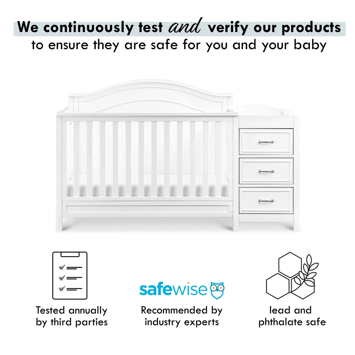 and White 4-in-1 Convertible Combo Charlie Crib in DaVinci Changer