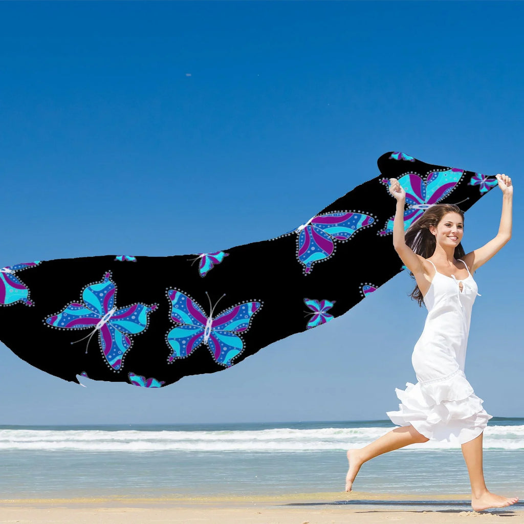Wraps Silk Scarf for Headscarf Sunscreen Shawls Packed Large FREEAMG Gift Hair Neck Oblong Different Long Women Wraps Butterflys