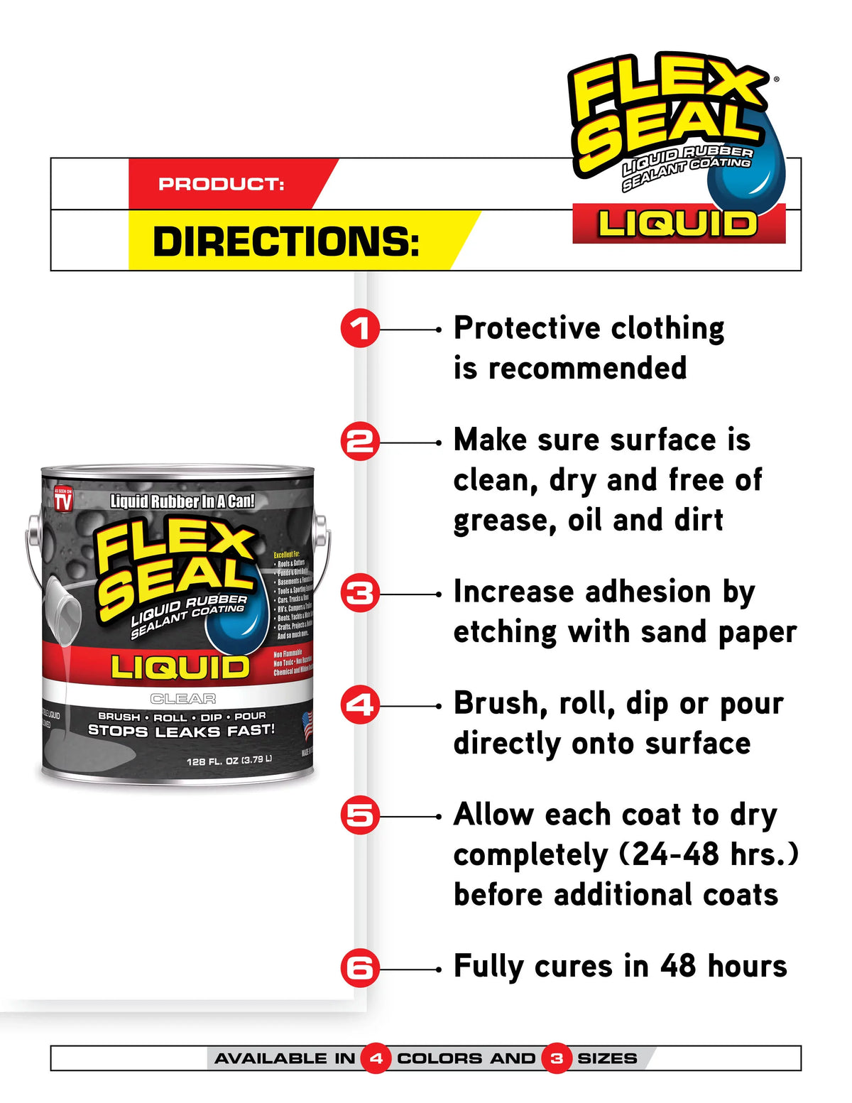 Rubber Gallon, 1 Liquid Sealant Clear Flex Seal Coating,