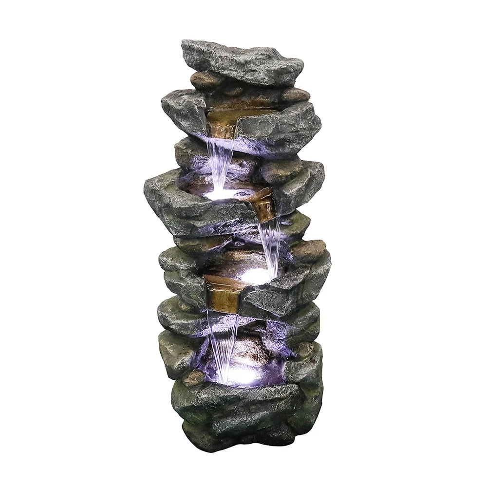 LED Stacked Rock Fountain 40inches Simulated Lights with High Kmowoo liquid