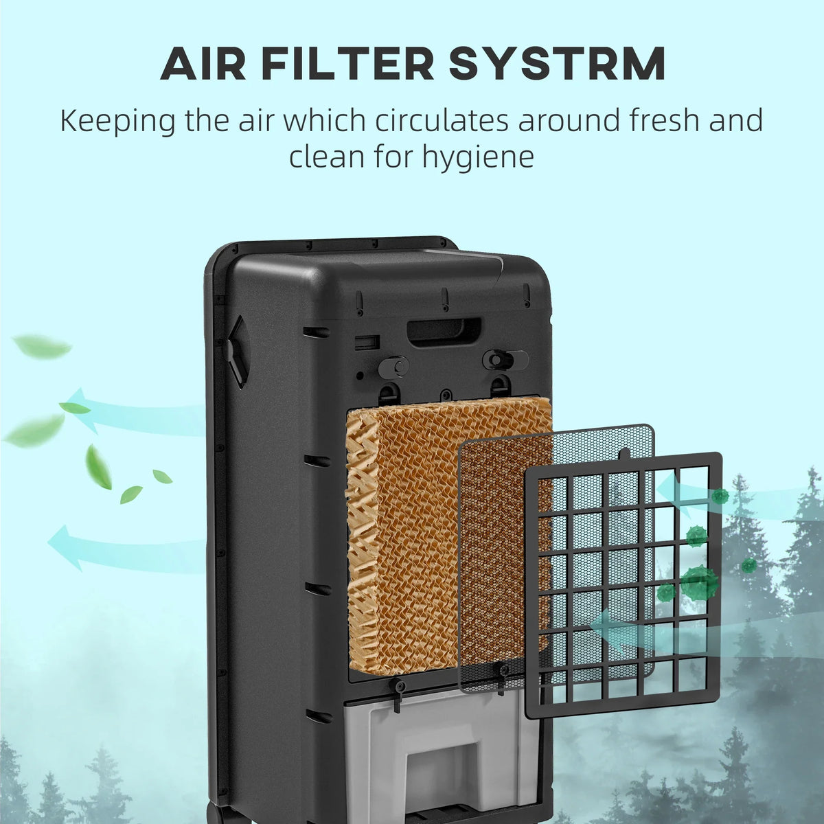 Air HOMCOM Remote Black with Evaporative Cooler Oscillating Mobile 3-In-1