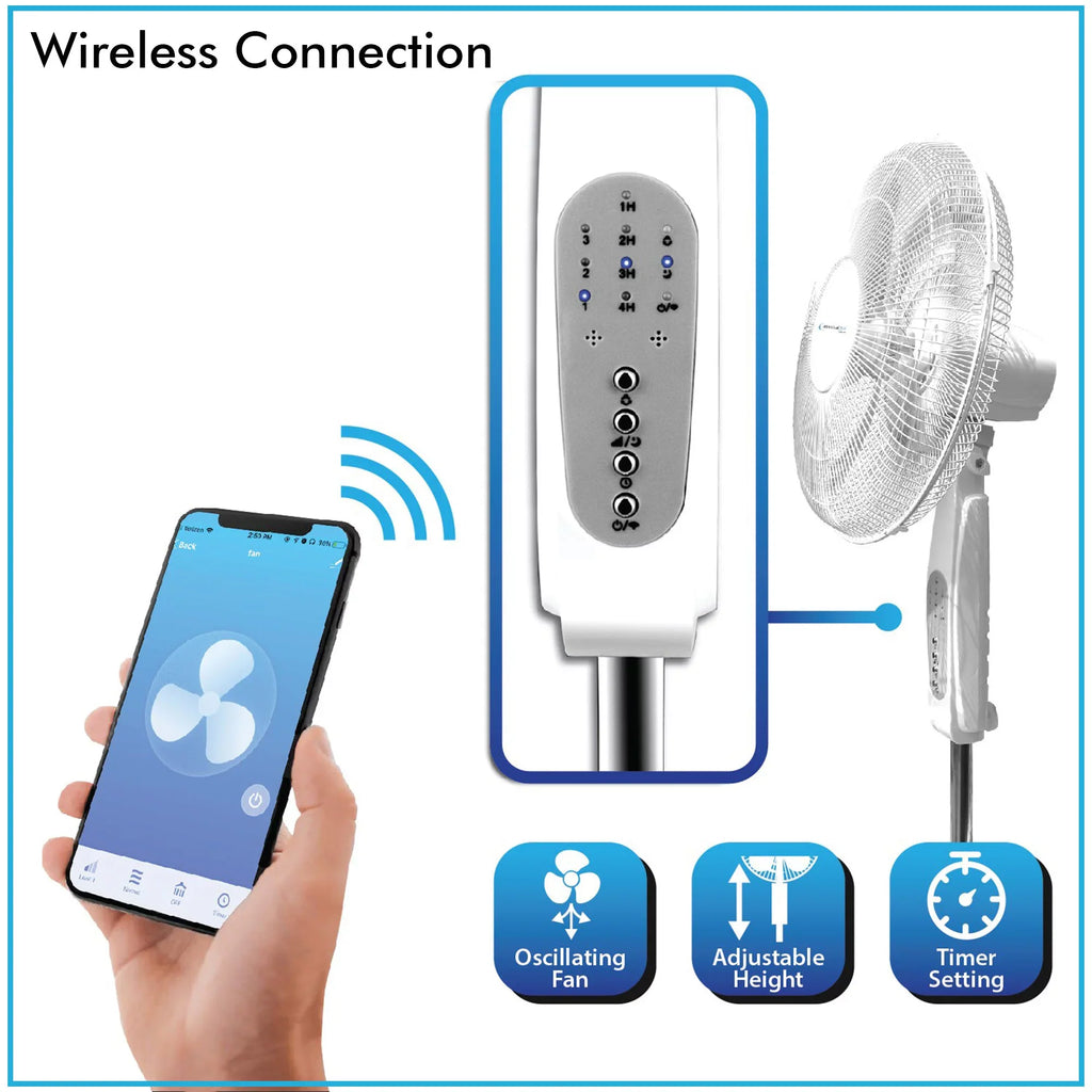 Home 16" Technical Enabled Standing Oscillating Pro Alexa/ Amazon with Feature, WIFI Voice Compatibe Fan with
