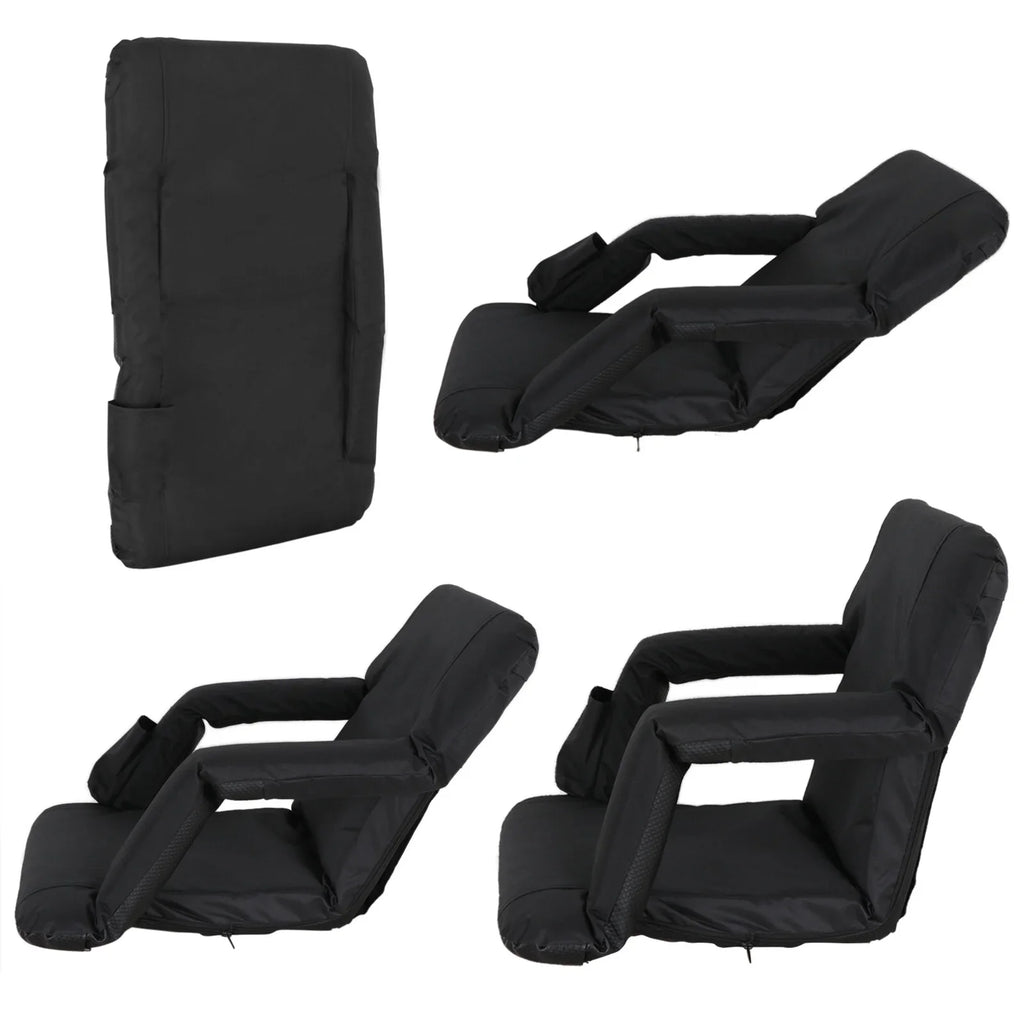 Seat 6 Waterproof, Portable HomGarden for Chair Folding Stadium Bleachers, Reclining Seat Black