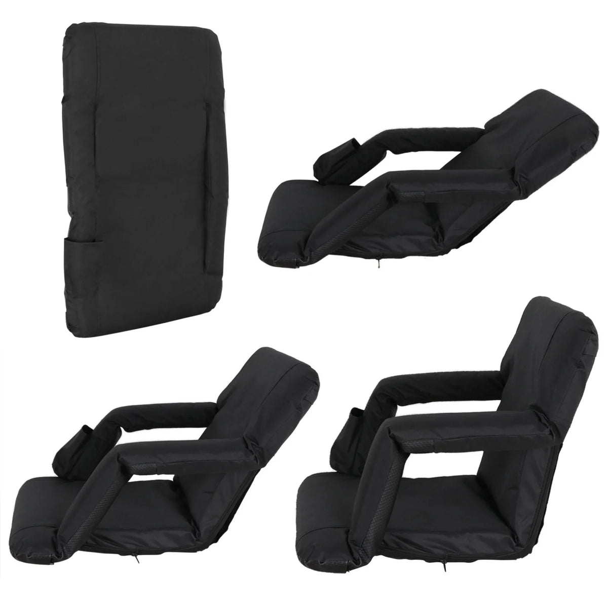 Seat 6 Waterproof, Portable HomGarden for Chair Folding Stadium Bleachers, Reclining Seat Black