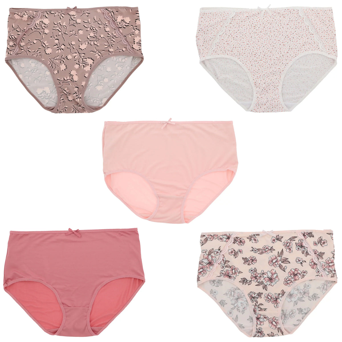 Brief Rise Delta High dimension (Large, Floral Classic Intimates Panties Pink Dots) Plus Sexy Burke (5Pr) Women's