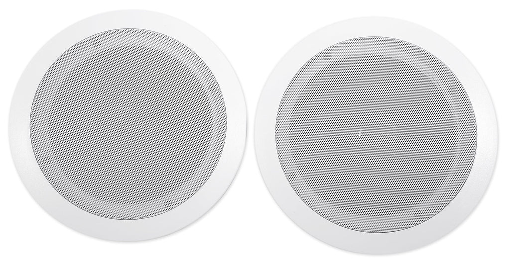 White Rockville Tube Receiver+(8) Theater LED Speakers Amp/Home 6.5" Ceiling
