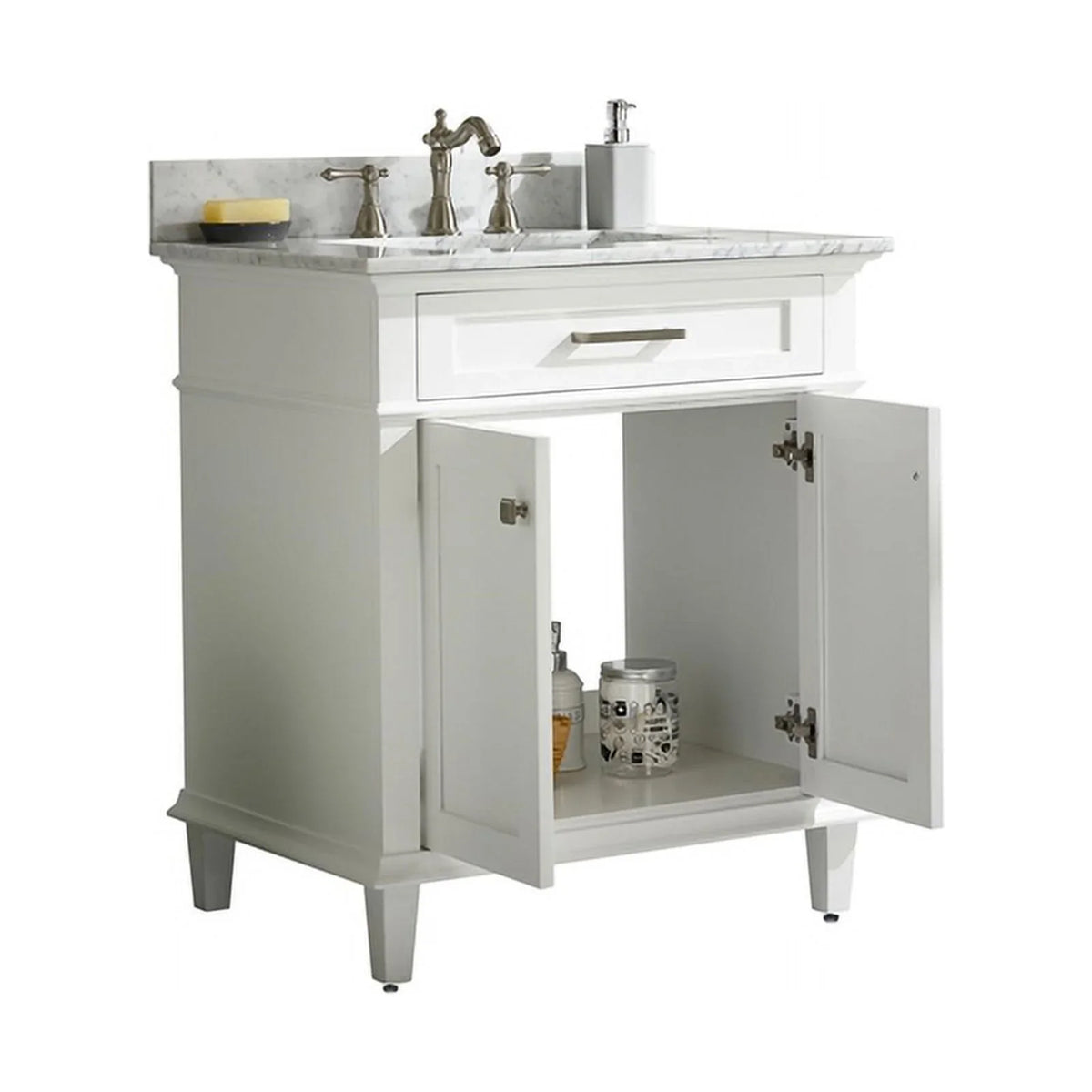 Vanity Wood in Sink Furniture Contemporary Legion White MDF/Veneer 30" Cabinet