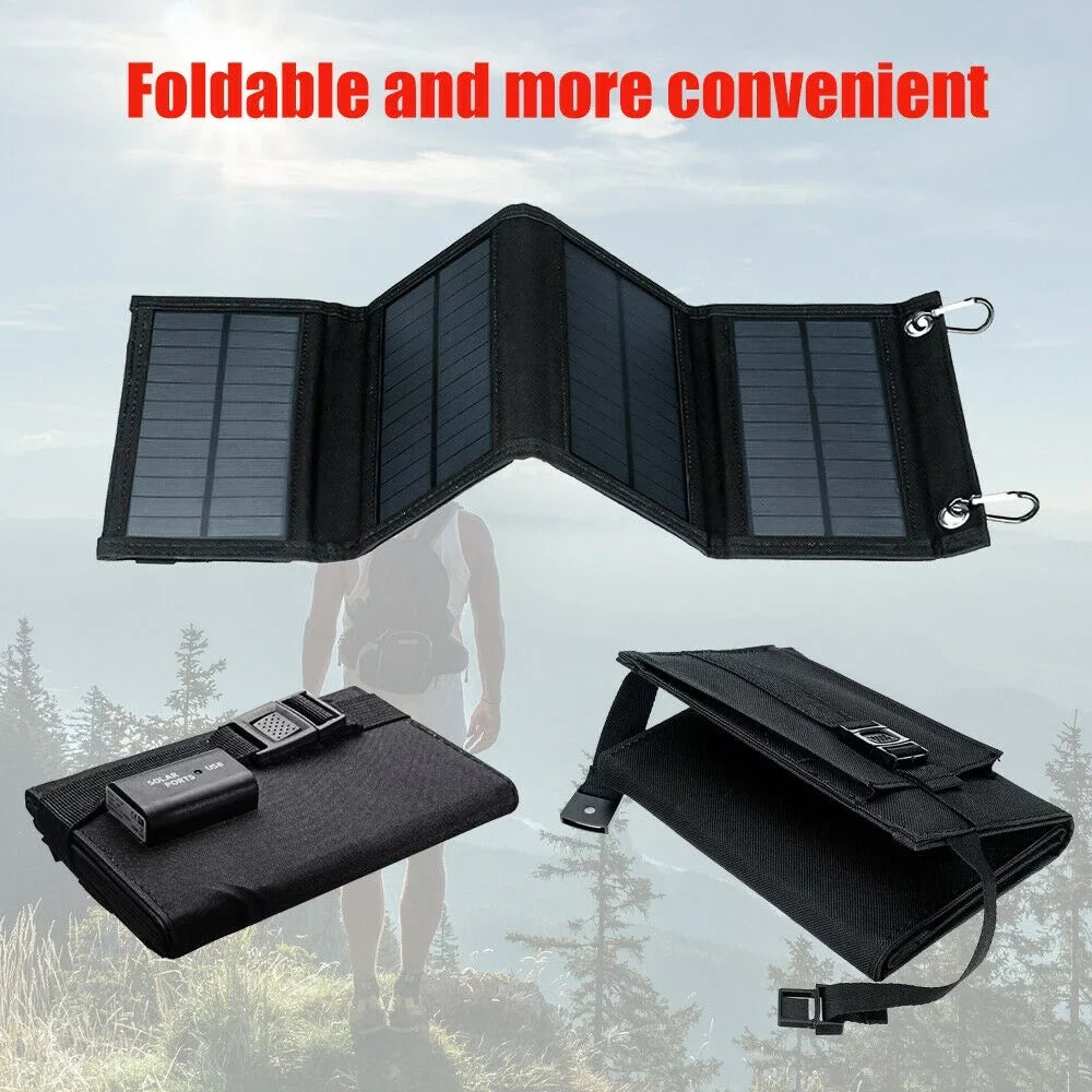 Waterproof Camping Solar Fishing Bank Solar Phone 80W Panel Hiking Power Phone Portable for Outdoors Charger Charger Emergency Solar