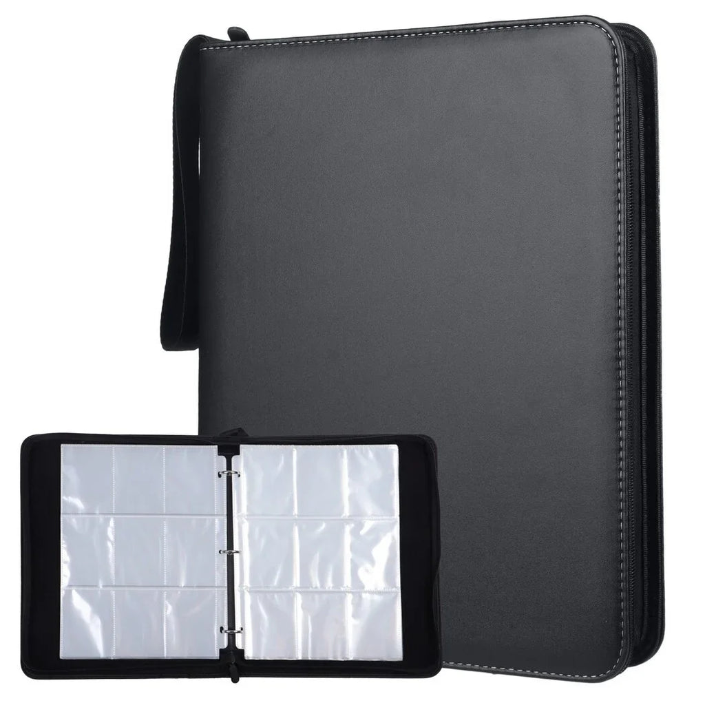 Zipper Storage Sports Binder, Leather Football, with PU Case Removable Trading with Card Sheets, Portable Card 900-Pocket for Standard-sized Cards Binder Basketball Card Baseball, Binder,