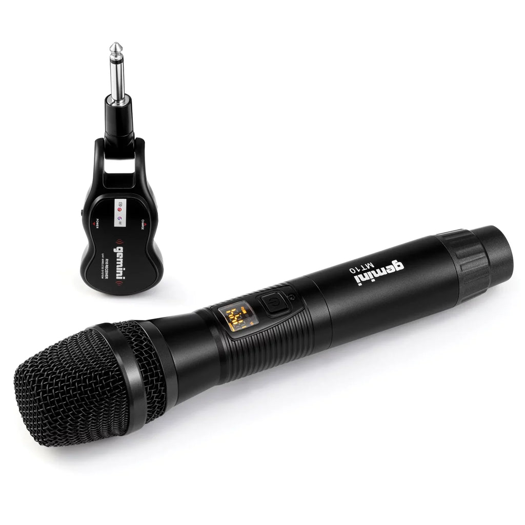 System, Powered Microphone & Speaker 15" 843631170892 Wireless Gemini Dual GMU-M100 Single Bluetooth UHF LED