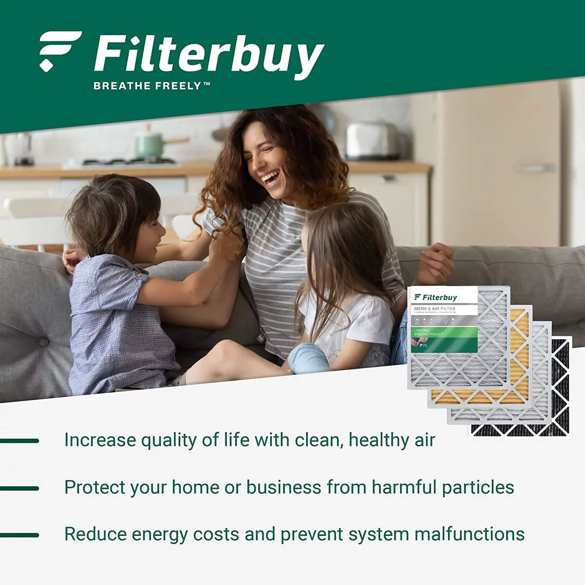 HVAC Air Filterbuy (2-Pack) Pleated Furnace Filters 20x32x2 AC MERV 8