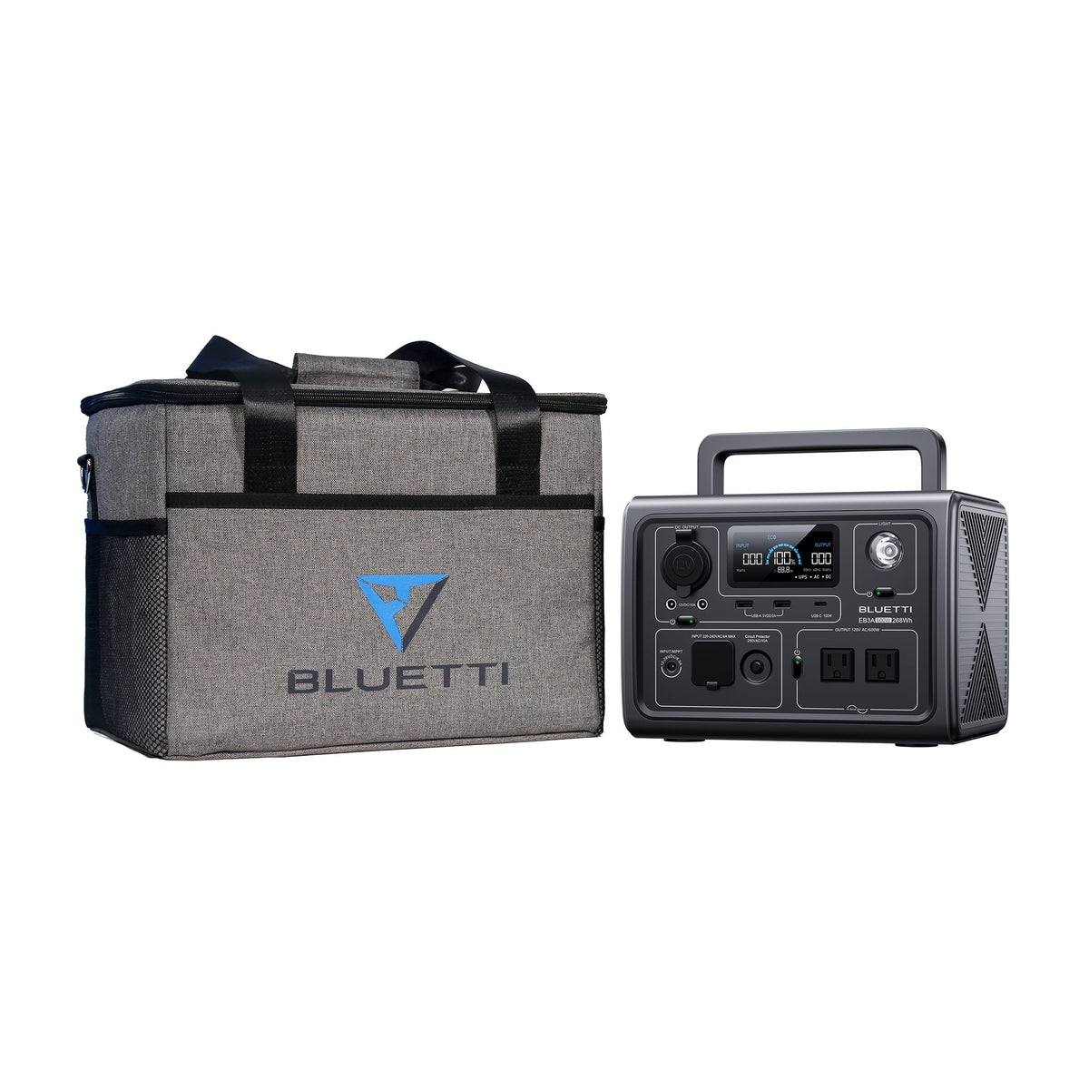 Home BLUETTI EB3A Generator, 268Wh Emergency Station Generator, Portable Use, Solar Bag,600W W/Carry Power LiFePO4 Camping, for